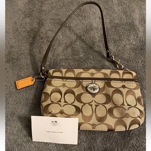 Coach Khaki/Brown Signature Canvas Crossbody with Orange Tag